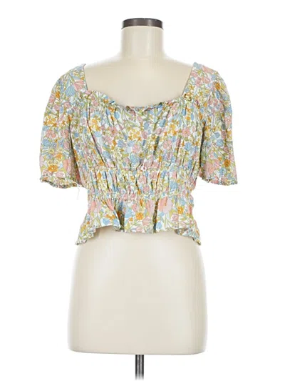 Pre-owned Cupcakes And Cashmere Short Sleeve Blouse In Yellow