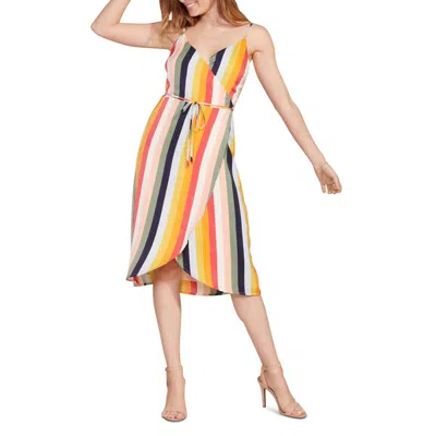 Cupcakes And Cashmere Stella Womens Striped Knee-length Wrap Dress In Multi