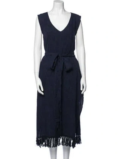 Pre-owned Cupcakes And Cashmere V-neck Long Dress In Blue