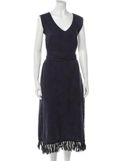 Pre-owned Cupcakes And Cashmere V-neck Midi Length Dress In Blue