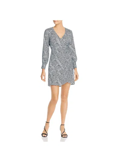 Cupcakes And Cashmere Womens Satin Faux Wrap Mini Dress In Blue