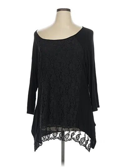 Pre-owned Cupio 3/4 Sleeve Top Black Boatneck Tops