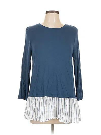 Pre-owned Cupio 3/4 Sleeve Top Blue Boatneck Tops