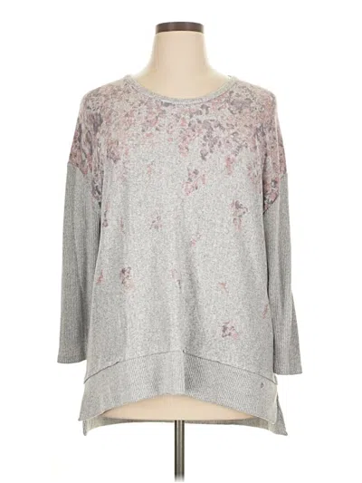 Pre-owned Cupio 3/4 Sleeve Top Gray Boatneck Tops