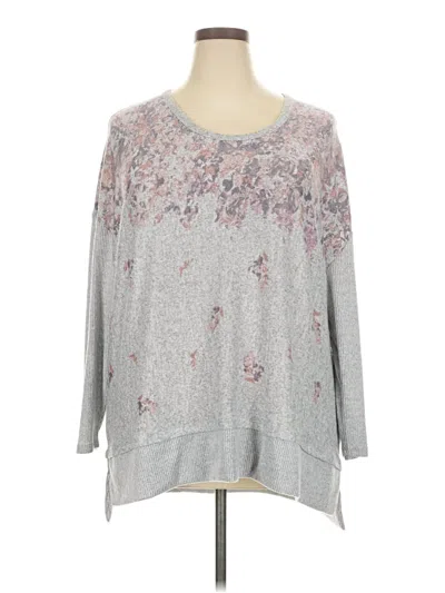 Pre-owned Cupio 3/4 Sleeve Top Gray Crew Neck Tops