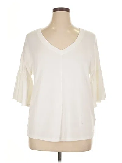 Pre-owned Cupio 3/4 Sleeve Top Ivory V-neck Tops