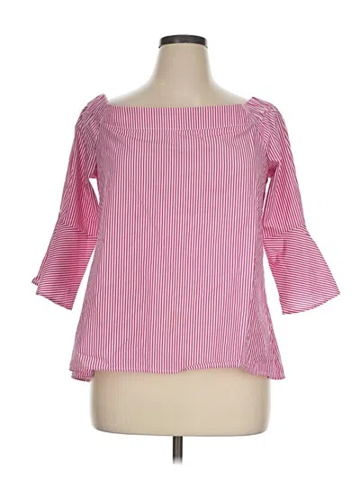Pre-owned Cupio 3/4 Sleeve Top Pink Boatneck Tops