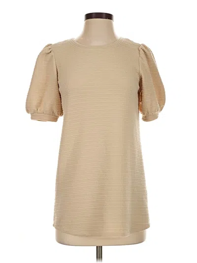 Pre-owned Cupio 3/4 Sleeve Top Tan Boatneck Tops