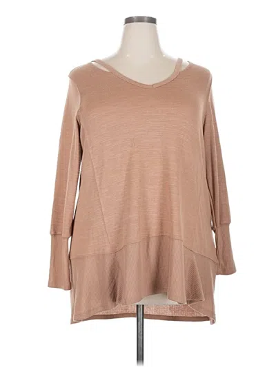 Pre-owned Cupio 3/4 Sleeve Top Tan Scoop Neck Tops