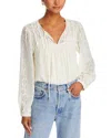 Cupio Lace Peasant Blouse In Whisper White