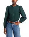 Cupio Lattice Bib Blouse In Green Gables