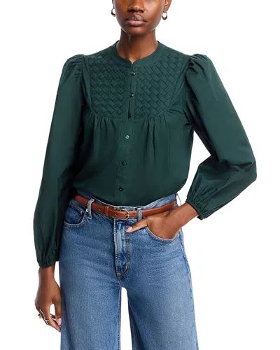 Cupio Lattice Bib Blouse In Green Gables
