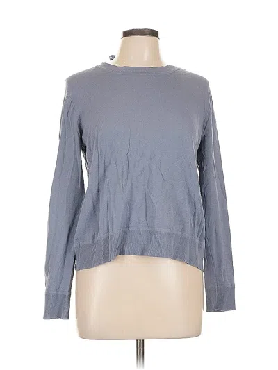Pre-owned Cupio Long Sleeve Top Gray Solid Pattern Crew Neck Tops