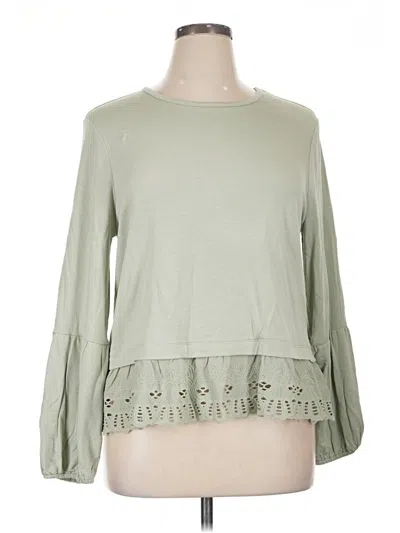 Pre-owned Cupio Long Sleeve Top Green Boatneck Tops