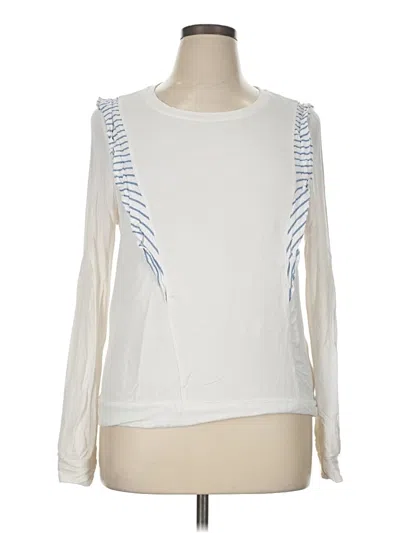 Pre-owned Cupio Long Sleeve Top Ivory Ruffles Neckline Tops In White