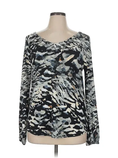 Pre-owned Cupio Long Sleeve Top Silver Scoop Neck Tops