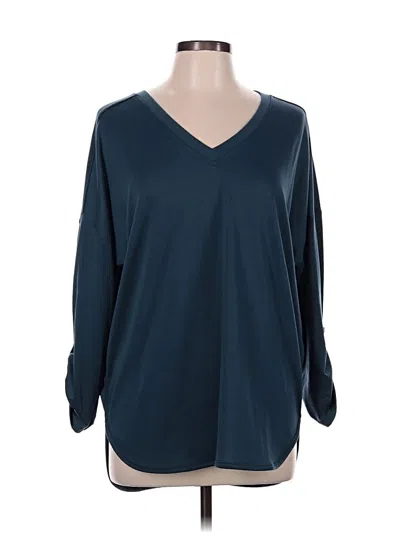 Pre-owned Cupio Long Sleeve Top Teal V-neck Tops