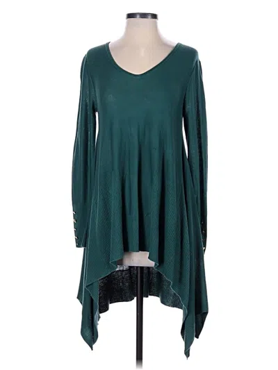 Pre-owned Cupio Long Sleeve Top Teal V-neck Tops