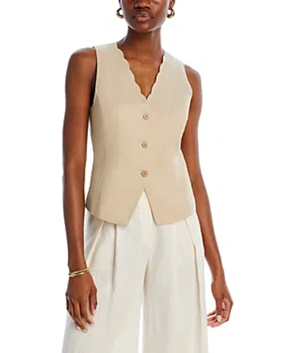 Cupio Scallop Detail V Neck Vest In Safari