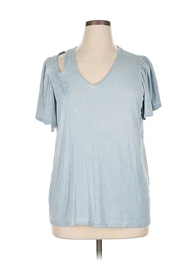 Pre-owned Cupio Short Sleeve Top Blue Cold Shoulder Neckline Tops