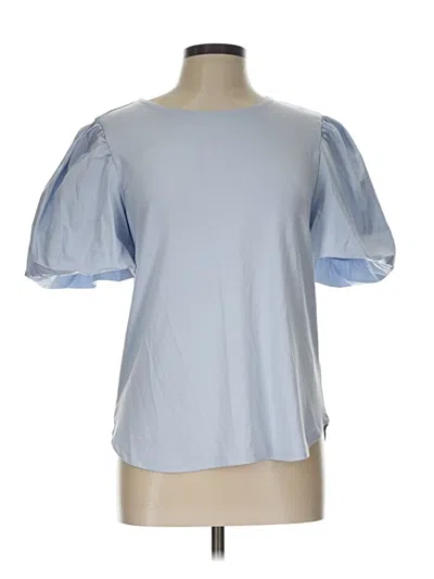 Pre-owned Cupio Short Sleeve Top Blue Cold Shoulder Neckline Tops
