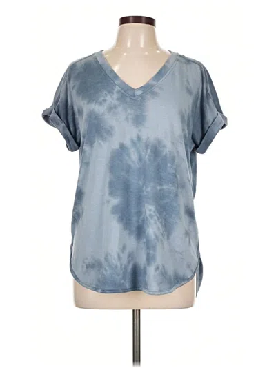 Pre-owned Cupio Short Sleeve Top Blue Tie-dye Pattern V-neck Tops