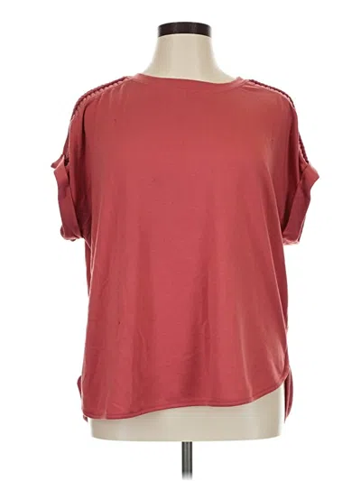 Pre-owned Cupio Short Sleeve Top Burgundy Cold Shoulder Neckline Tops