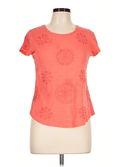 Pre-owned Cupio Short Sleeve Top Orange Scoop Neck Tops