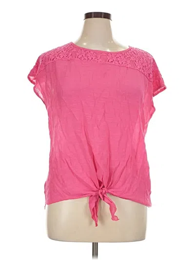 Pre-owned Cupio Short Sleeve Top Pink Keyhole Neckline Tops