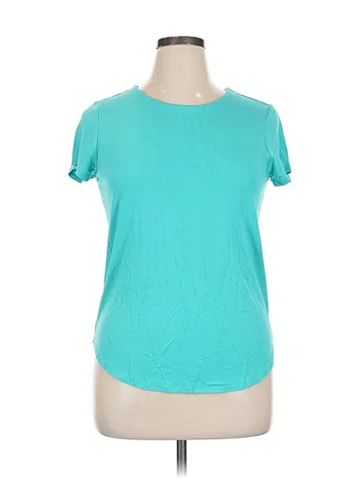 Pre-owned Cupio Short Sleeve Top Teal Crew Neck Tops In Blue