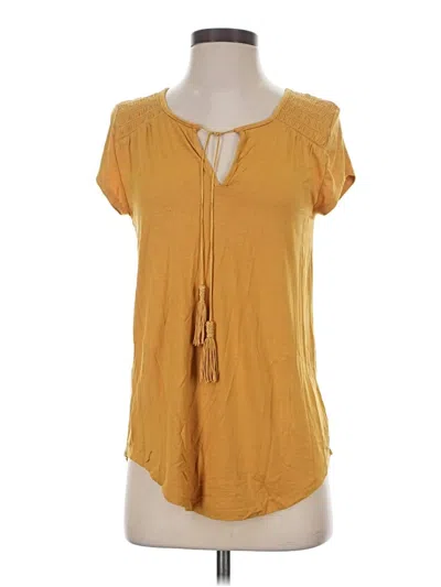 Pre-owned Cupio Short Sleeve Top Yellow Keyhole Neckline Tops