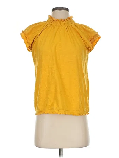 Pre-owned Cupio Short Sleeve Top Yellow Mock Neckline Tops
