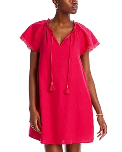 Cupio Split Neck Mini Dress In Bright Rose