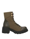 Cuplé Woman Ankle Boots Military Green Size 5 Textile Fibers In Green