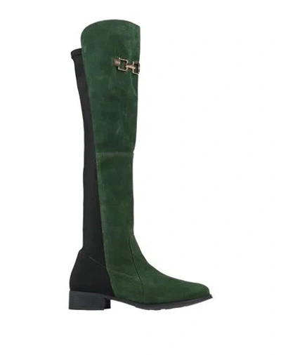 Cuplé Woman Boot Dark Green Size 8 Soft Leather, Textile Fibers