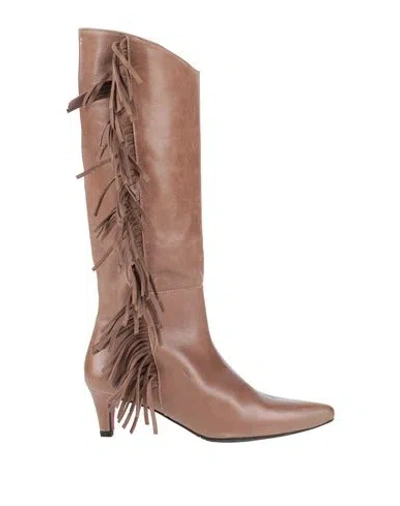 Cuplé Woman Boot Khaki Size 7 Soft Leather In Beige