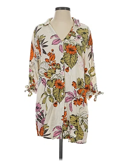 Pre-owned Cupshe 3/4 Sleeve Blouse In Ivory