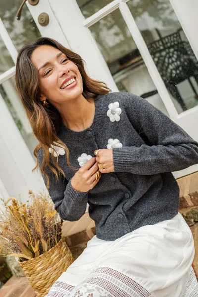 Cupshe A Little Whimsy Floral Cardigan In Gray