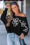 Cupshe Abstract Design Black Sweater In Black