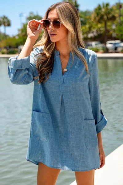 Cupshe Ace Of Waves Blue Cover-up Mini Dress