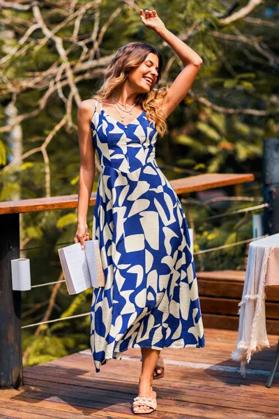 Cupshe All Day Long Tropical Maxi Dress In Royal
