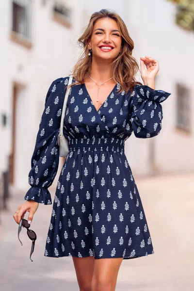 Cupshe Always Bold Floral Mini Dress In Blue