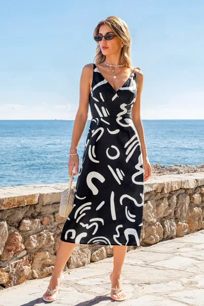 Cupshe Amulet Abstract Midi Dress In Black