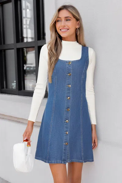 Cupshe Applause Denim Mini Dress In Blue