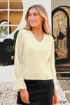 Cupshe Apricot V-neck Poet Sleeve Top In Neutral