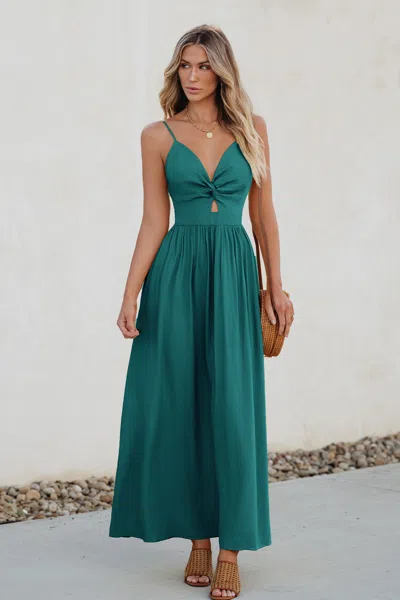 Cupshe Aqua Front Twist & Keyhole Maxi Dress In Green