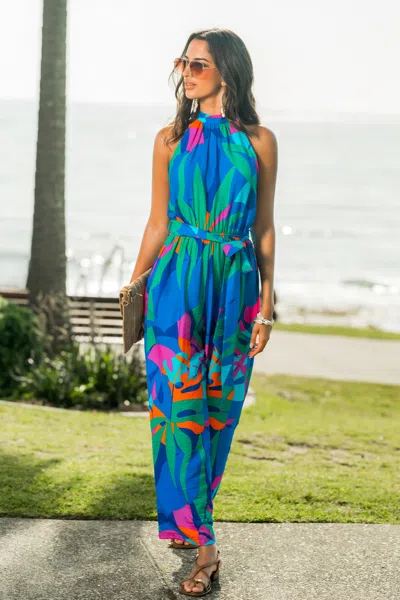 Cupshe Aquarius Moon Tropical Jumpsuit In Blue