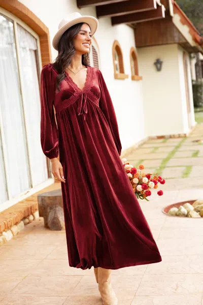 Cupshe At First Glance Red Maxi Dress In Burgundy