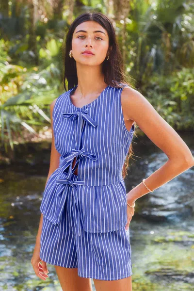 Cupshe Atlantic Coast Striped Shorts In Blue