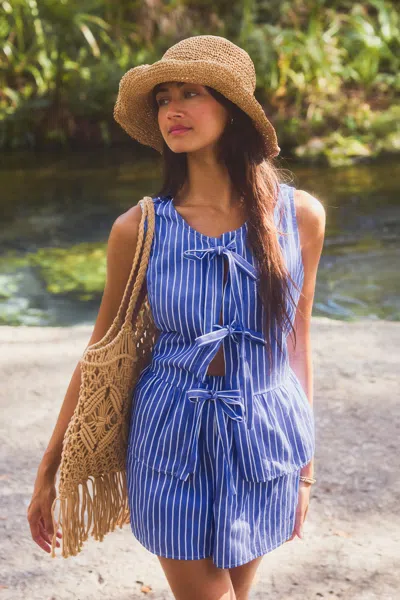 Cupshe Atlantic Coast Striped Top In Blue